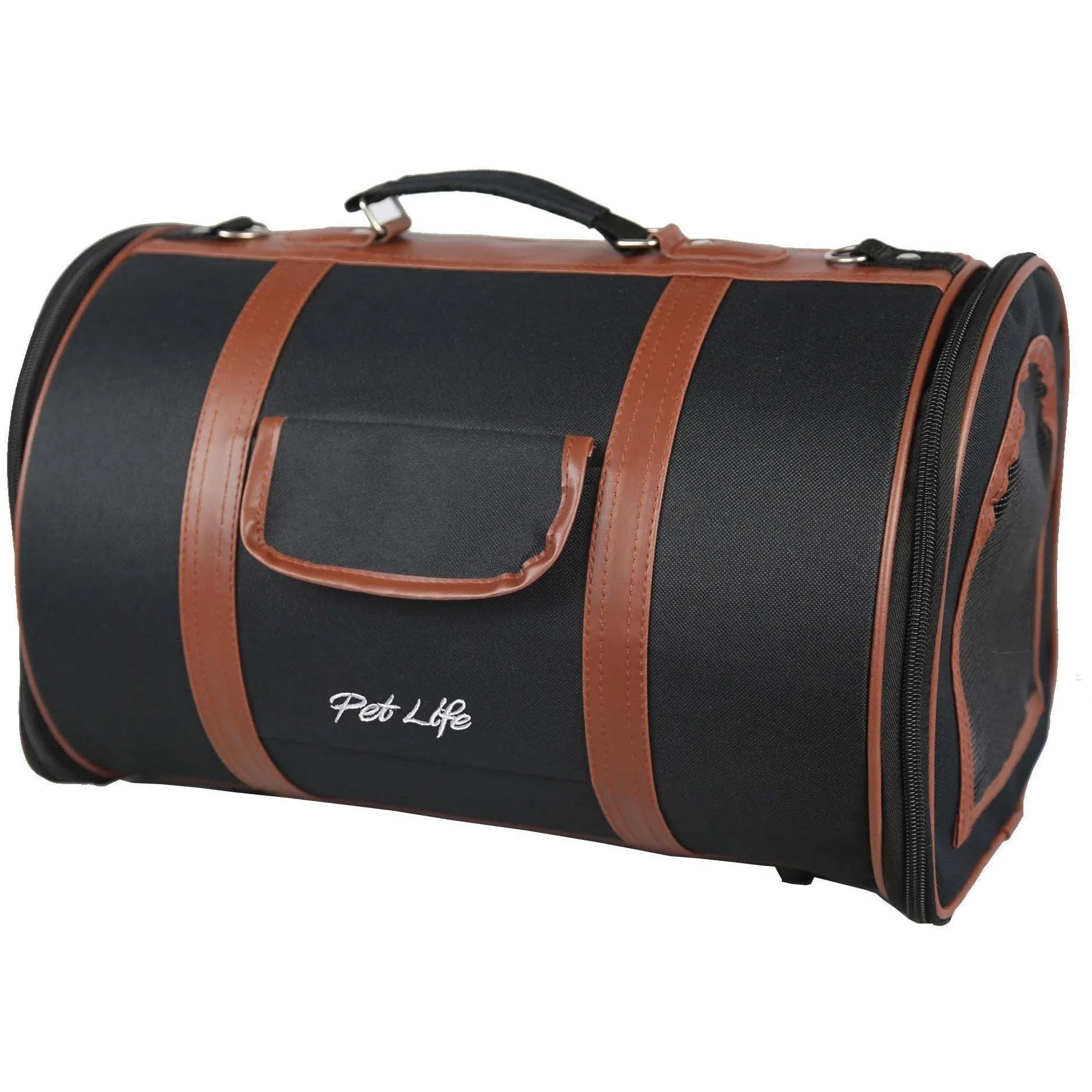 Pet Life ® 'Bark Avenue' cylindrical airline-approved dog carrier in stylish design, perfect for travel, priced at $50.99.