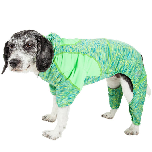Pet Life ® Active 'Downward Dog' 4-Way-Stretch Fitness Yoga Dog Tracksuit Hoodie