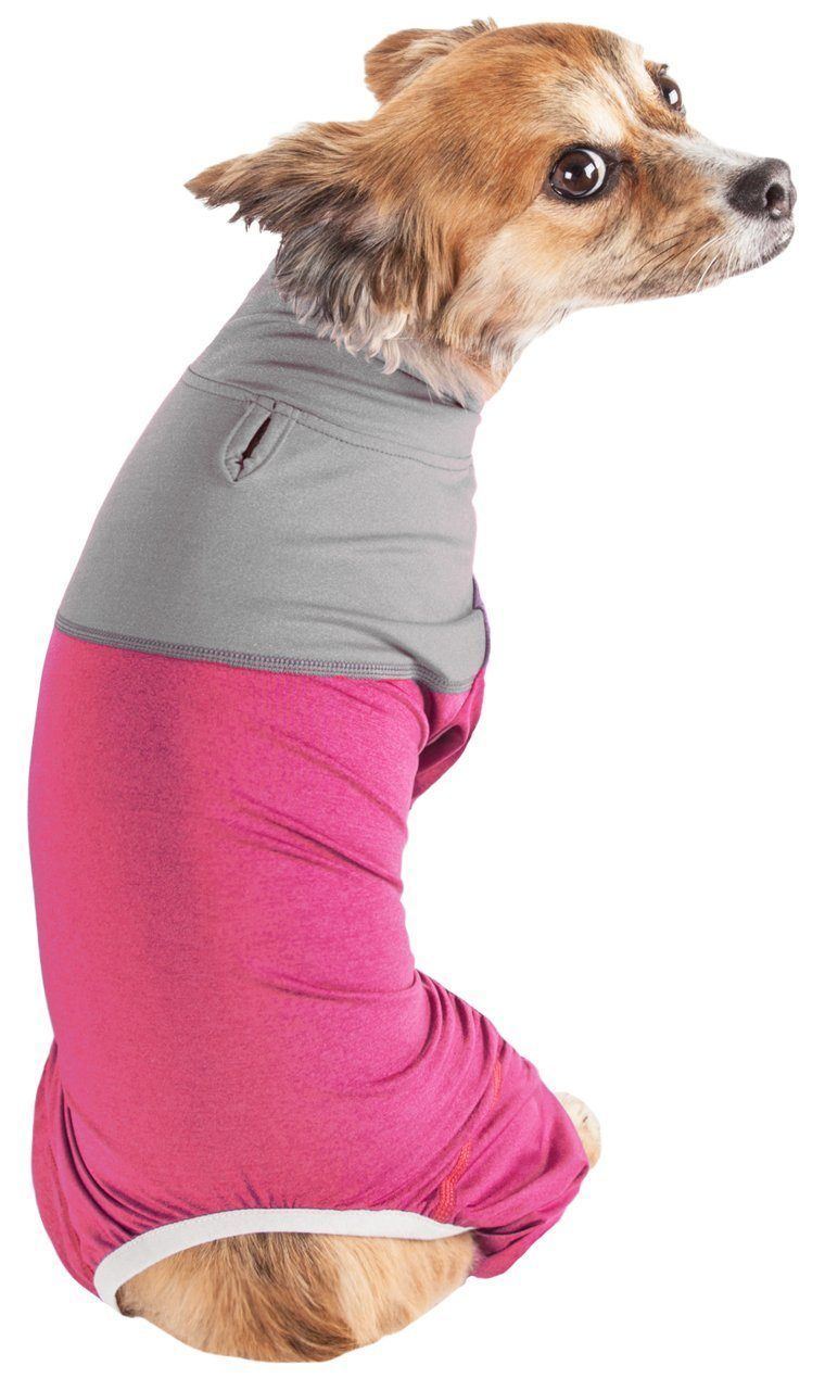 Pet Life ®  Active 'Embarker' 4-Way Stretch Fitness Yoga Full Body Dog Tracksuit