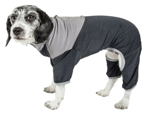 Pet Life ®  Active 'Embarker' 4-Way Stretch Fitness Yoga Full Body Dog Tracksuit