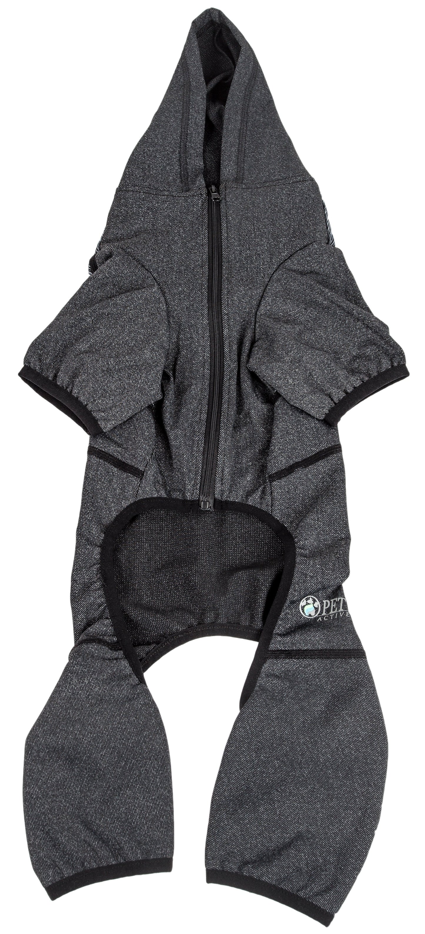Pet Life ® Active 'Pawsterity' Mediumweight 4-Way-Stretch Yoga Fitness Dog Tracksuit Hoodie