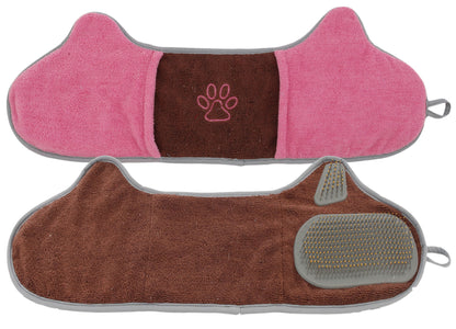 Absorbent Microfiber Pet Drying Towel and Pin Brush Combo S