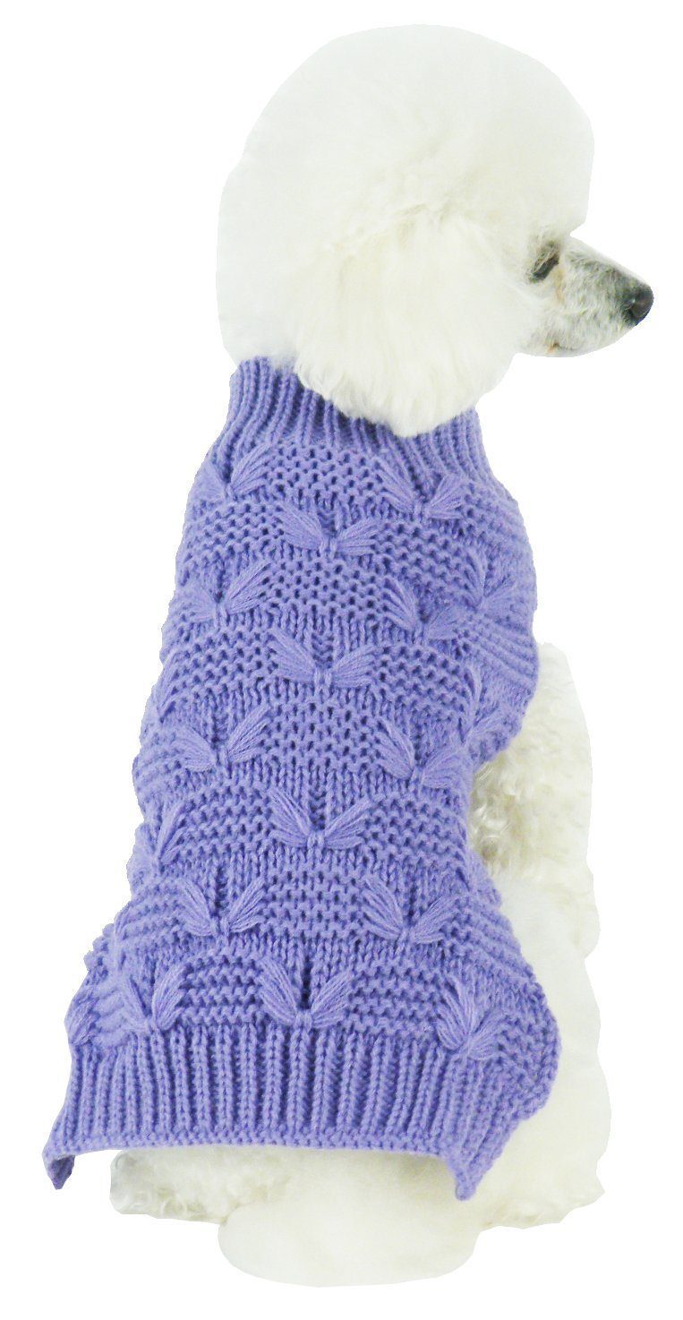 Pet Life ® Butterfly Stitched Heavy Cable Knitted Fashion Turtle Neck Dog Sweater