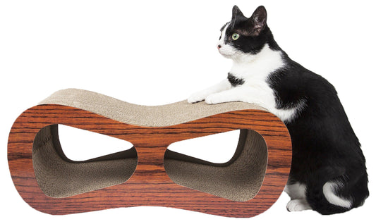 Pet Life ® 'Cat-Eyed' Contoured Designer Premium Quality Kitty Cat Scratcher Lounger with Catnip