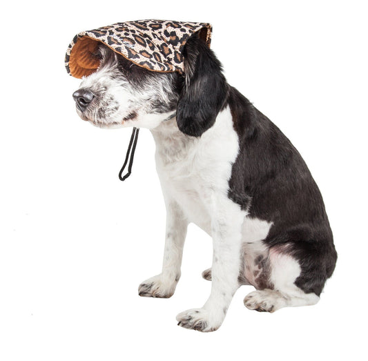 Pet Life ®  'Cheetah Bonita' Cheetah Patterned Uv Protectant Adjustable Fashion Dog Hat Cap