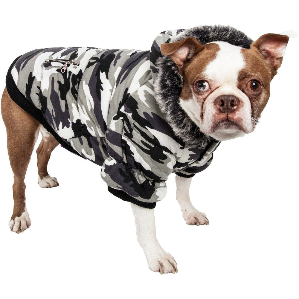 Pet Life ® Classic Metallic Fashion 3M Insulated Dog Coat Parka  w/ Removable Hood