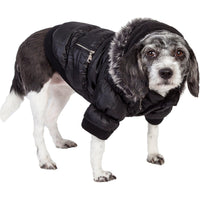 Pet Life ® Classic Metallic Fashion 3M Insulated Dog Coat Parka  w/ Removable Hood