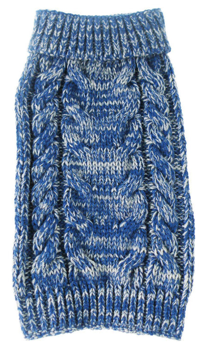 Pet Life ® Classical 'True Blue' Heavy Cable Knitted Ribbed