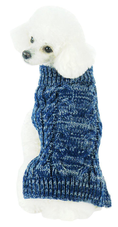 Pet Life ® Classical 'True Blue' Heavy Cable Knitted Ribbed