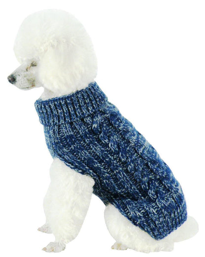 Pet Life ® Classical 'True Blue' Heavy Cable Knitted Ribbed