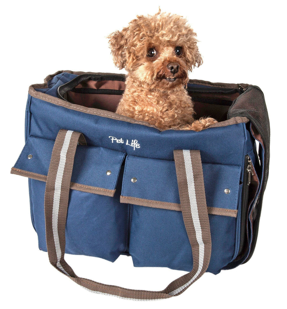 Pet Life ® Dual Snap Pocketed Fashion Designer Canvas Travel