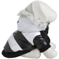 Pet Life ® Fashion Striped 3M Insulated Ultra-Plush Pet Dog Parka Coat w/ Removable Hood