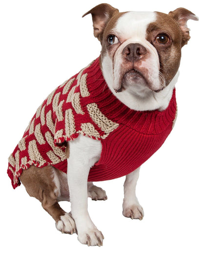 Pet Life ® Fashion Weaved Heavy Knit Designer Ribbed Turtle