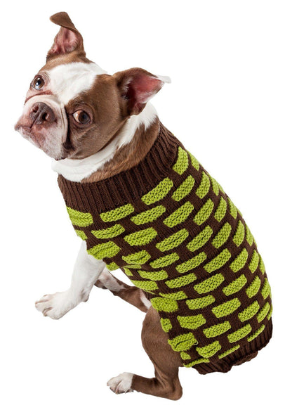 Pet Life ® Fashion Weaved Heavy Knit Designer Ribbed Turtle