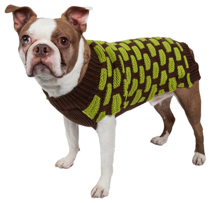Pet Life ® Fashion Weaved Heavy Knit Designer Ribbed Turtle