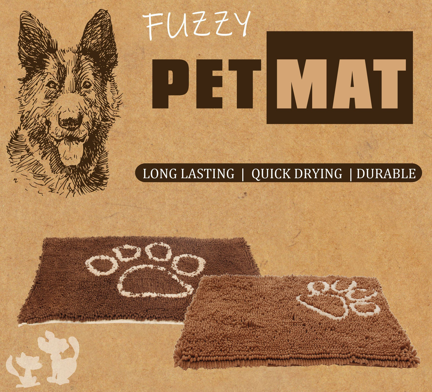 Pet Life ® 'Fuzzy' Quick-Drying Anti-Skid and Machine Washable Dog Mat