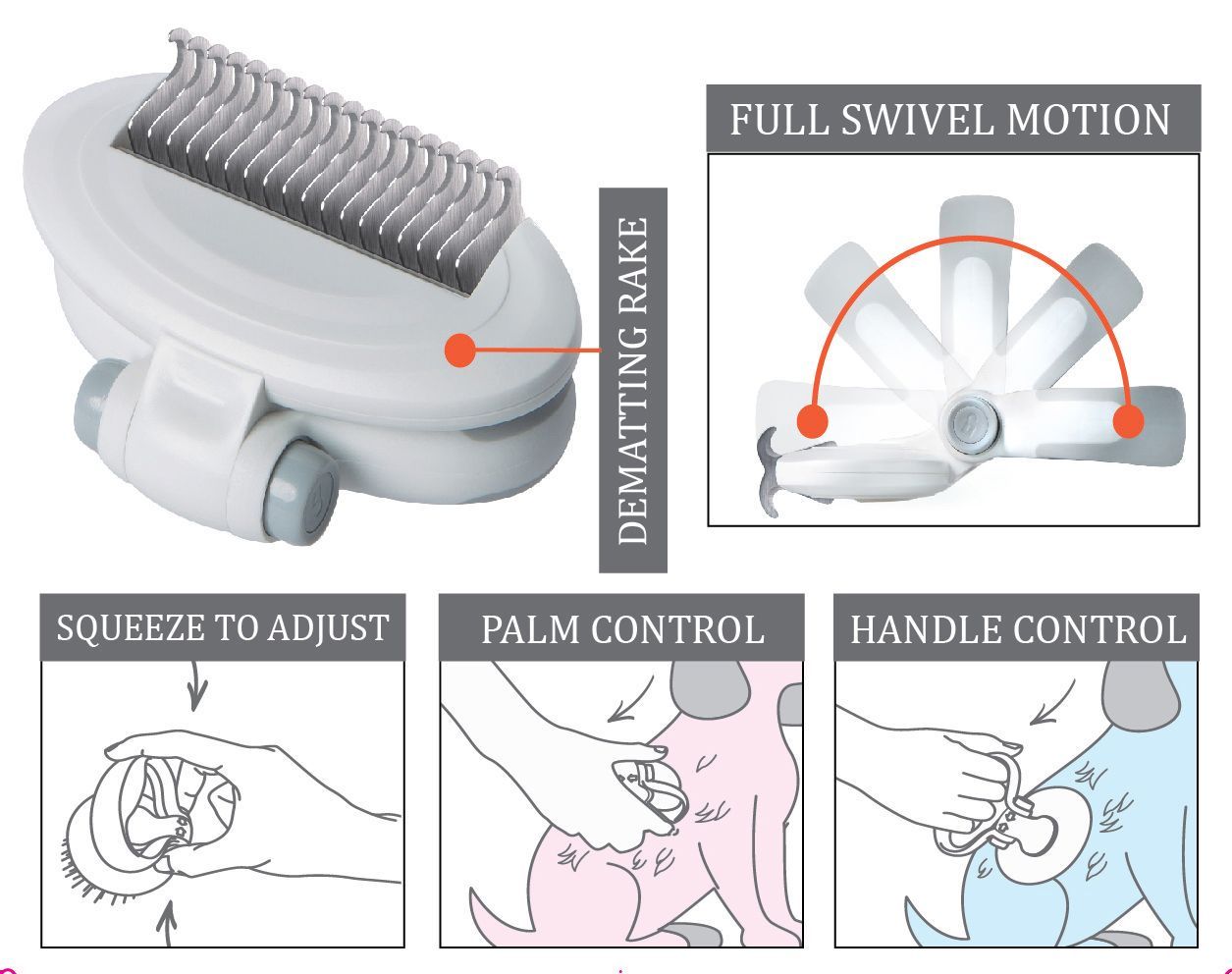 Premium Swivel Stainless Steel Deshedding Comb for Pet Gr