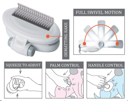 Premium Swivel Stainless Steel Deshedding Comb for Pet Gr