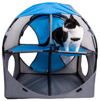 Pet Life ® 'Kitty-Play' Collapsible Travel Interactive Kitty Cat Tree Maze House Lounger Tunnel Lounge