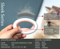 Pet Life ® 'Knuckler' Handheld Travel Flexible Grooming Pet Rake Comb