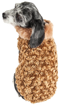 Pet Life ® Luxe 'Furpaw' Shaggy Elegant Fashion Designer Fur Dog Coat