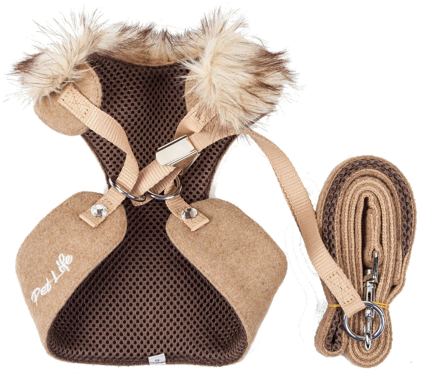 Pet Life ® Luxe 'Furracious' 2-In-1 Adjustable Dog Harness and Leash with Detachable Fur Collar