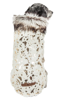 Pet Life ®  Luxe 'Gilded Rawffled' Gold-Plated Designer Fur Dog Coat