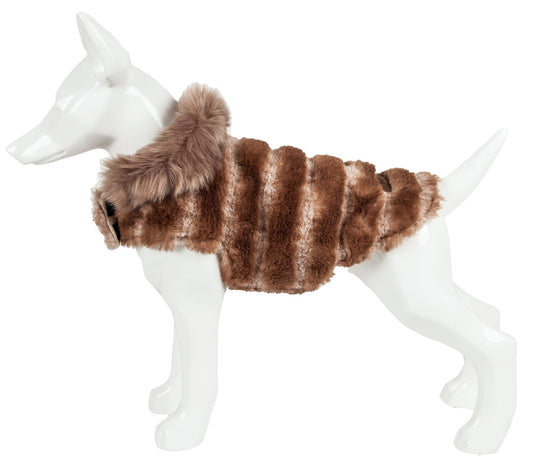 Pet Life ® Luxe 'Tira-Poochoo' Tiramisu Patterned Mink Fur Designer Dog Jacket