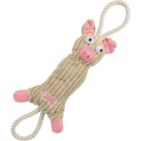 Pet Life ® 'Plush Cow' Natural Jute Rope and Squeak Tugging