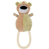Pet Life ® 'Huggabear' Natural Jute Squeaking and Tug Plush