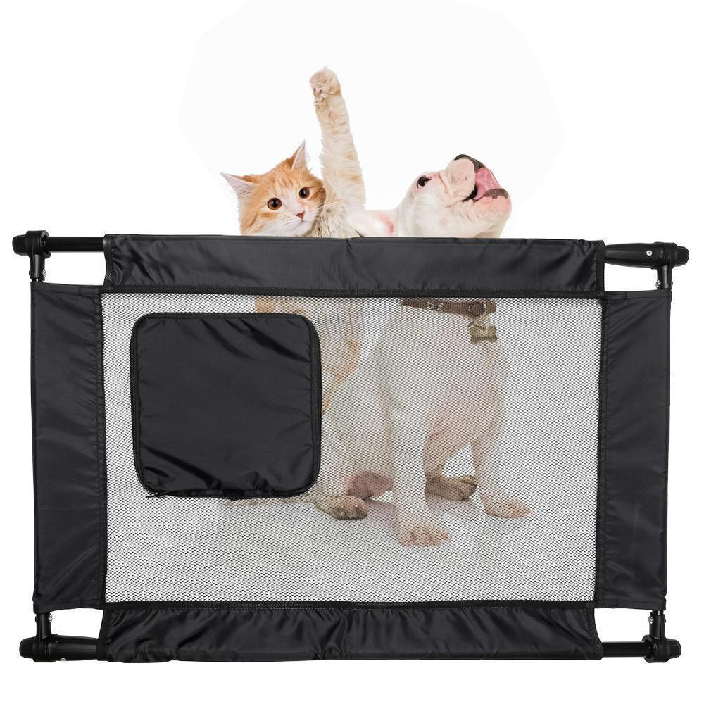 Pet Life ® 'Porta Gate' Anti-Drilling Nylon Mesh Collapsible Folding Travel Safety Pet Cat Dog Gate w/ Zippered Entrance