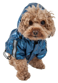Pet Life ® 'Reflecta-Sport' Multi-Adjustable Reflective Weather-Proof Dog Raincoat w/ Removable Hood