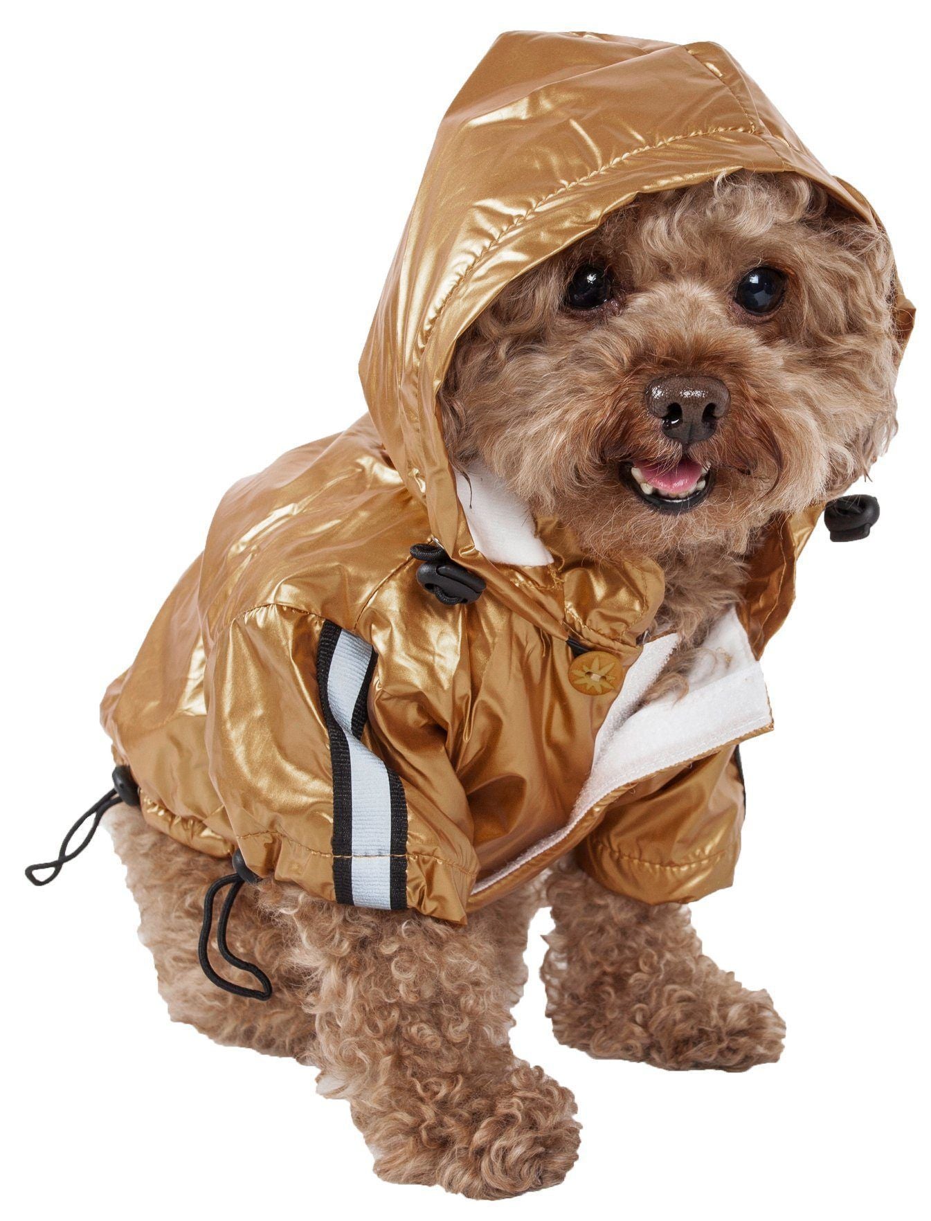 Pet Life ® 'Reflecta-Sport' Multi-Adjustable Reflective Weather-Proof Dog Raincoat w/ Removable Hood