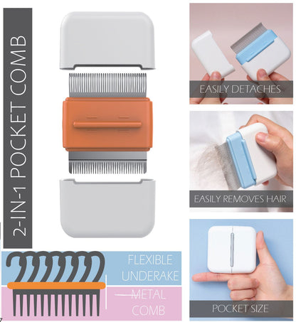 Premium Dual Action Travel Underrake and Steel Grooming Comb