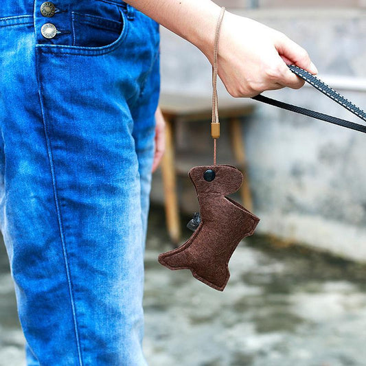 Pet Life ®Fleece Dog Shaped Travel Waste Bag Dispenser with 2 Rolls