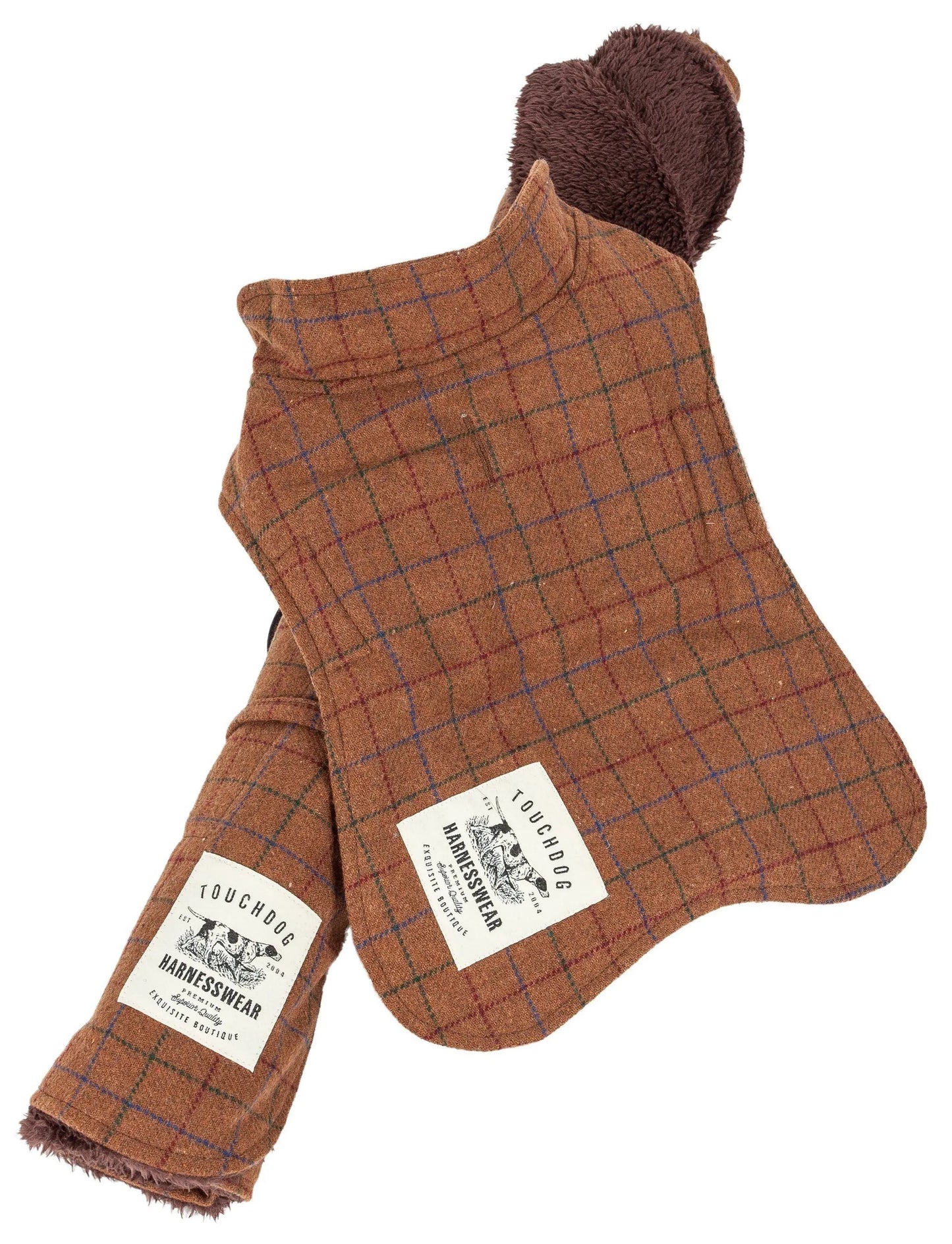 Pet Life - Touchdog ® 2-In-1 Windowpane Plaid Dog Jacket and Matching Reversible Dog Mat - Apparel