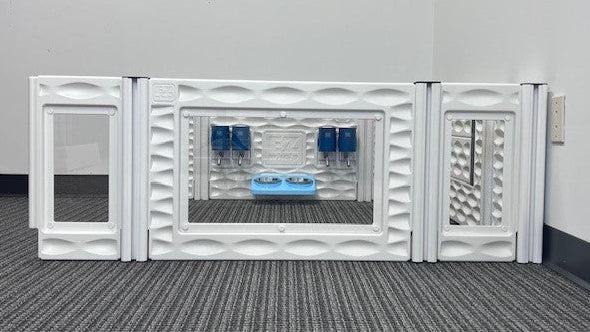 EZwhelp Pet Room Add-On Set featuring a durable design with feeding station and safety panels