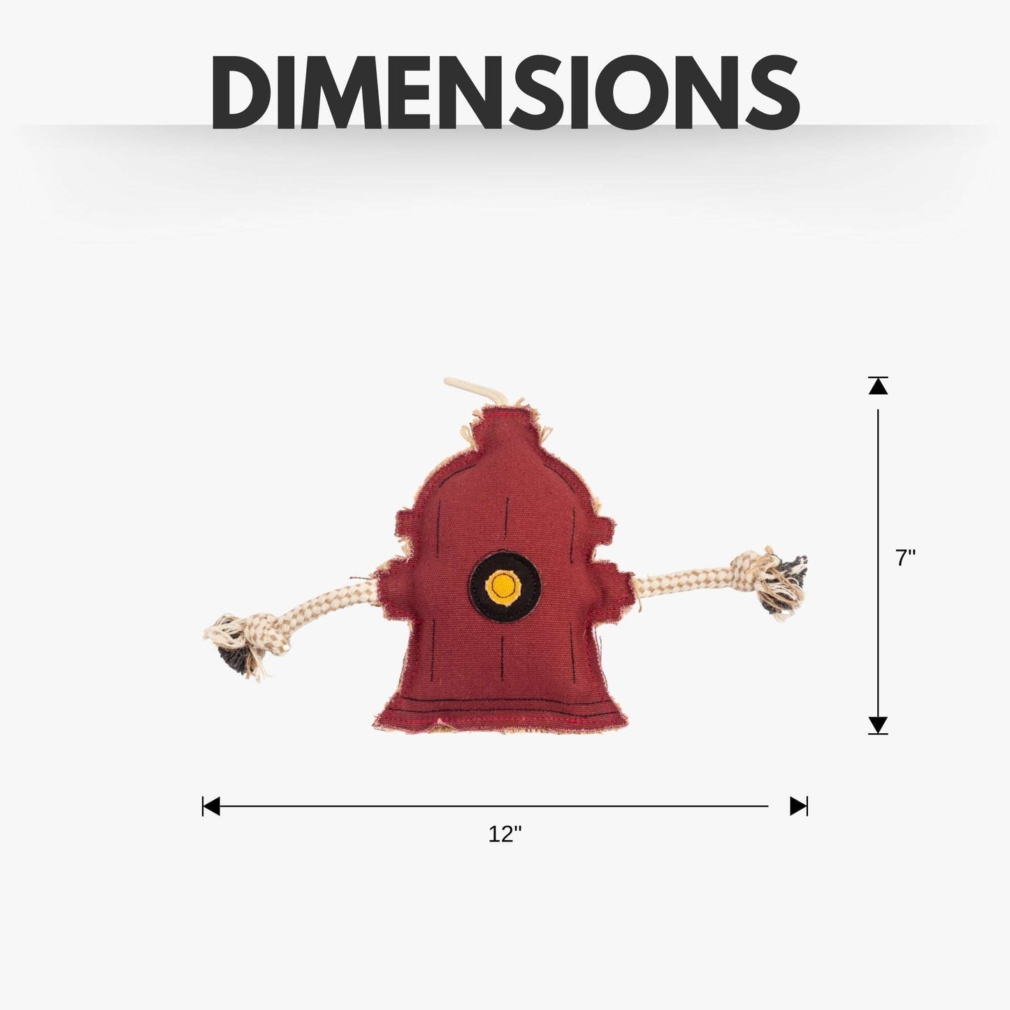 Pet safe jute chew toy for dogs shaped like a fire hydrant with rope ends for interactive playtime