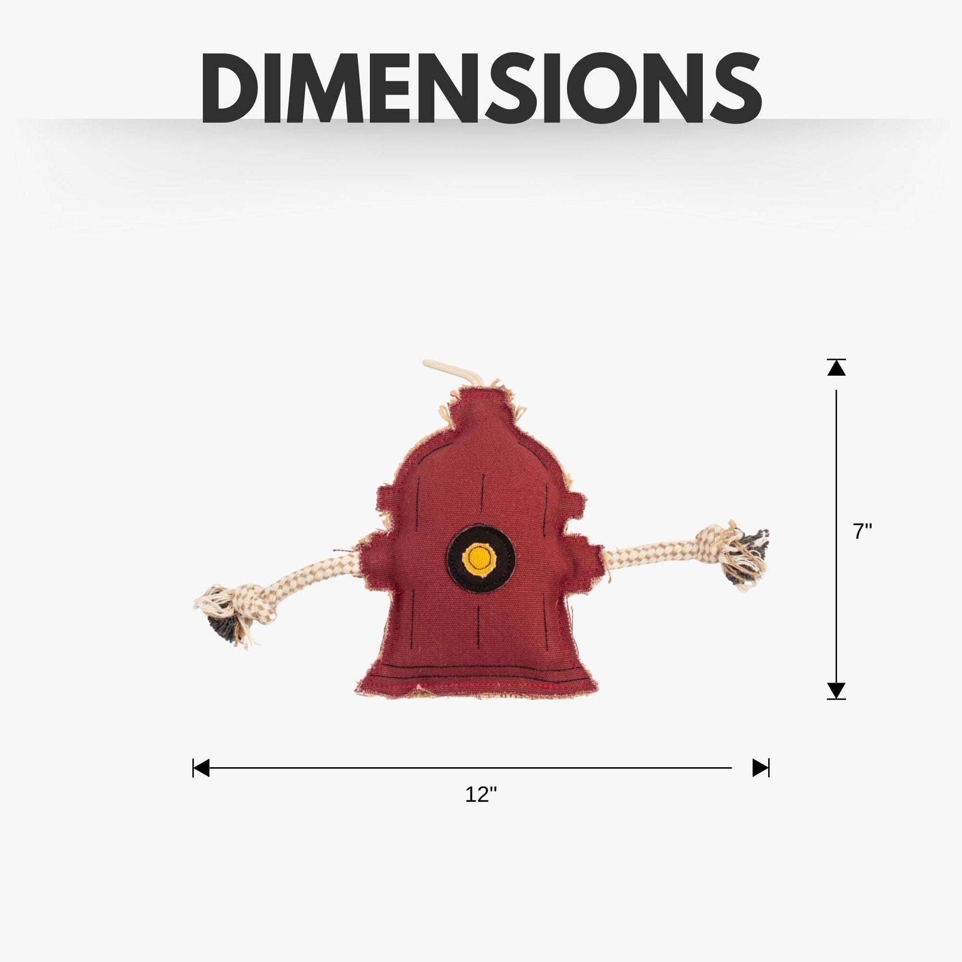 Pet safe jute chew toy for dogs shaped like a fire hydrant with rope ends for interactive playtime