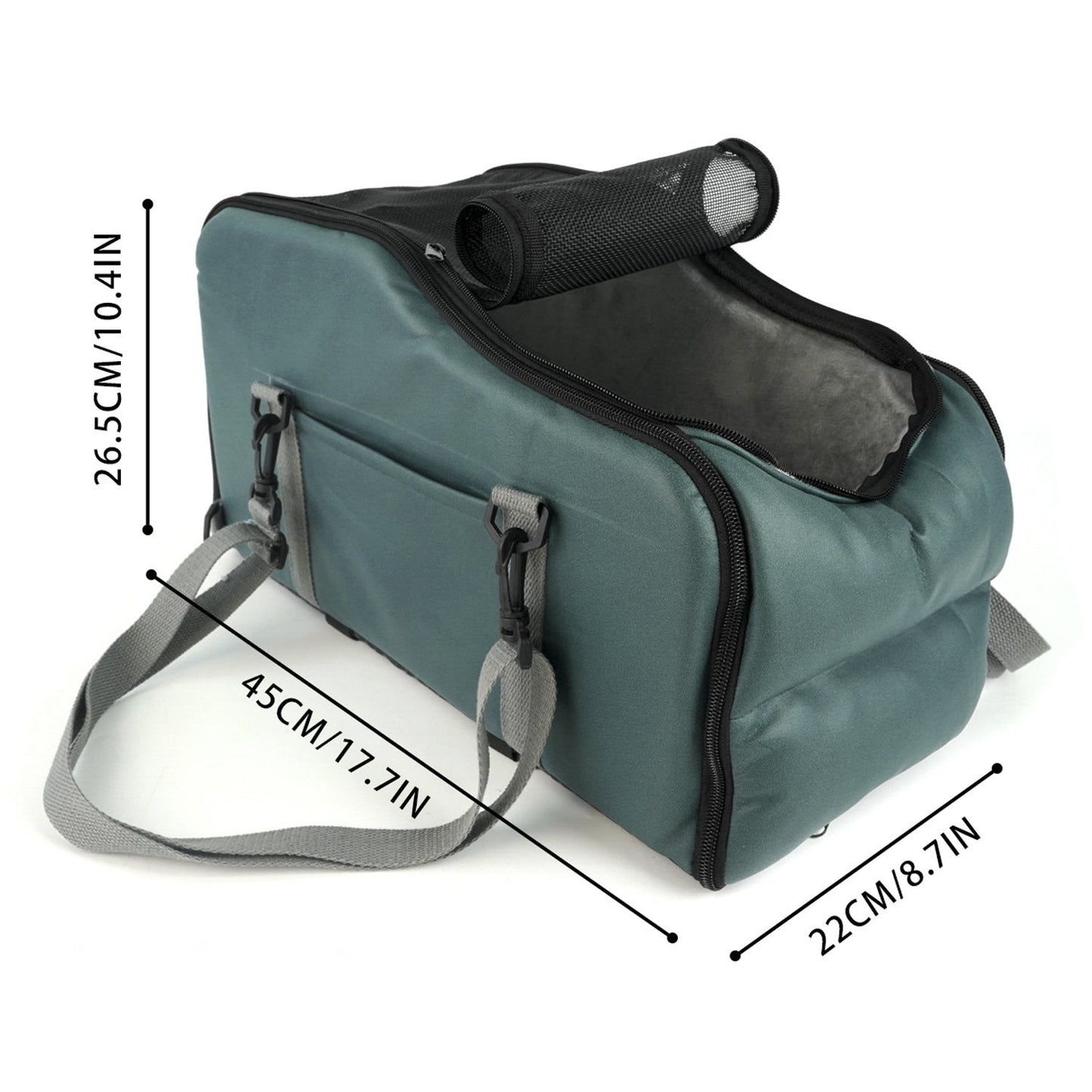 Durable car crate with adjustable strap, designed as a pet safety seat for car travel