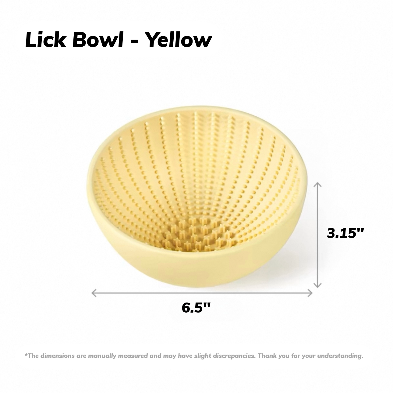 MangoPets Dog Lick Mat in Yellow, 6.5 inches diameter, promotes pet slow feeding mat for enhanced mealtime