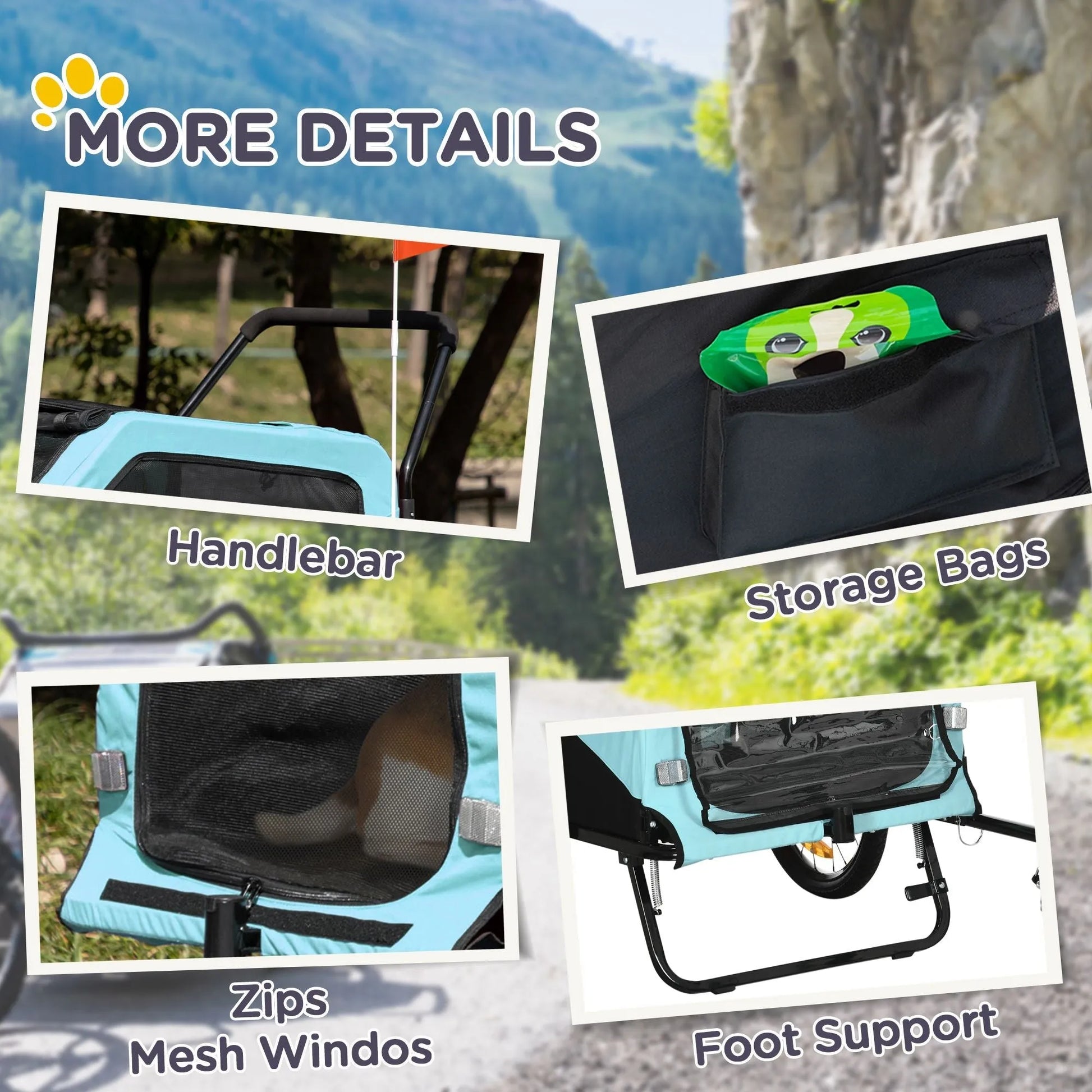 Berry Charmz 2-in-1 Large Dog Bike Trailer & Stroller Combo in vibrant color, featuring quick-release wheels and foot supp...