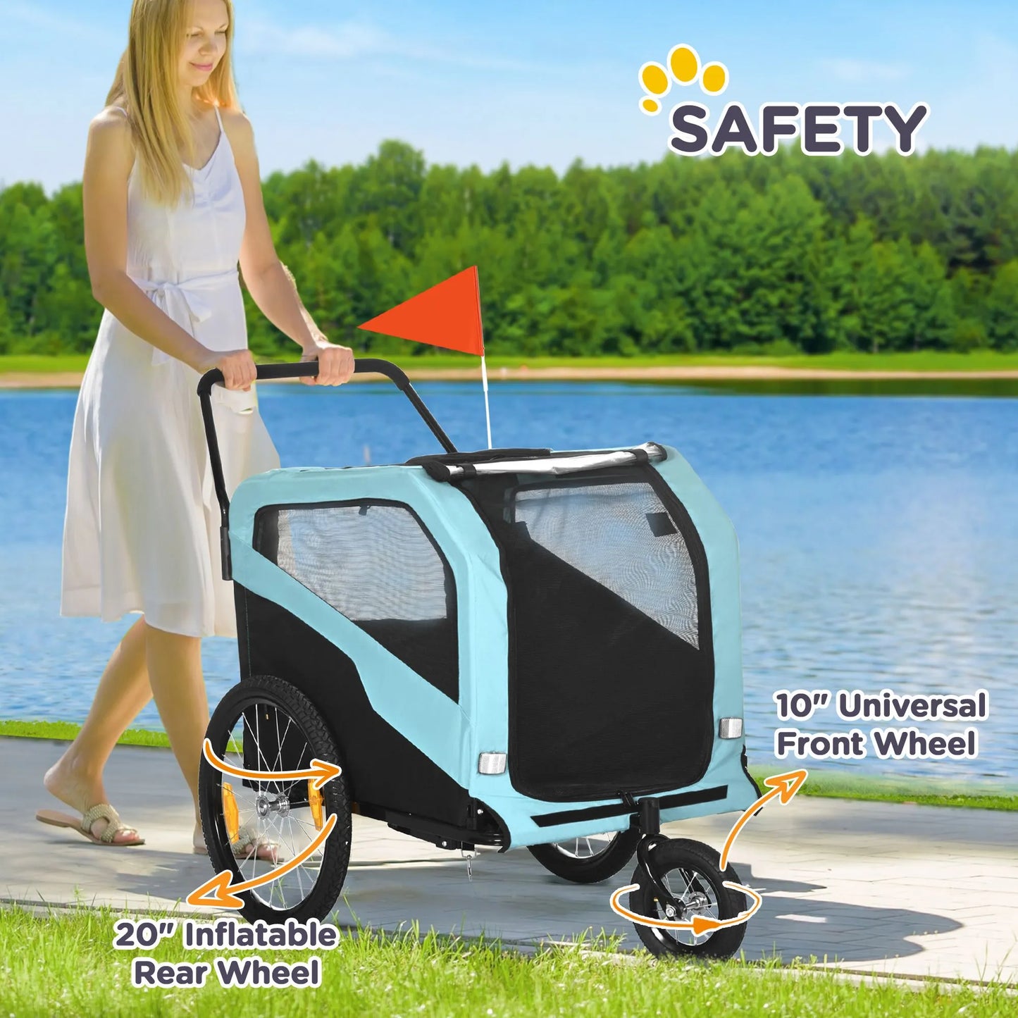 Berry Charmz 2-in-1 Large Dog Bike Trailer & Stroller Combo in vibrant color, ideal for pets like dogs and cats, variant d...