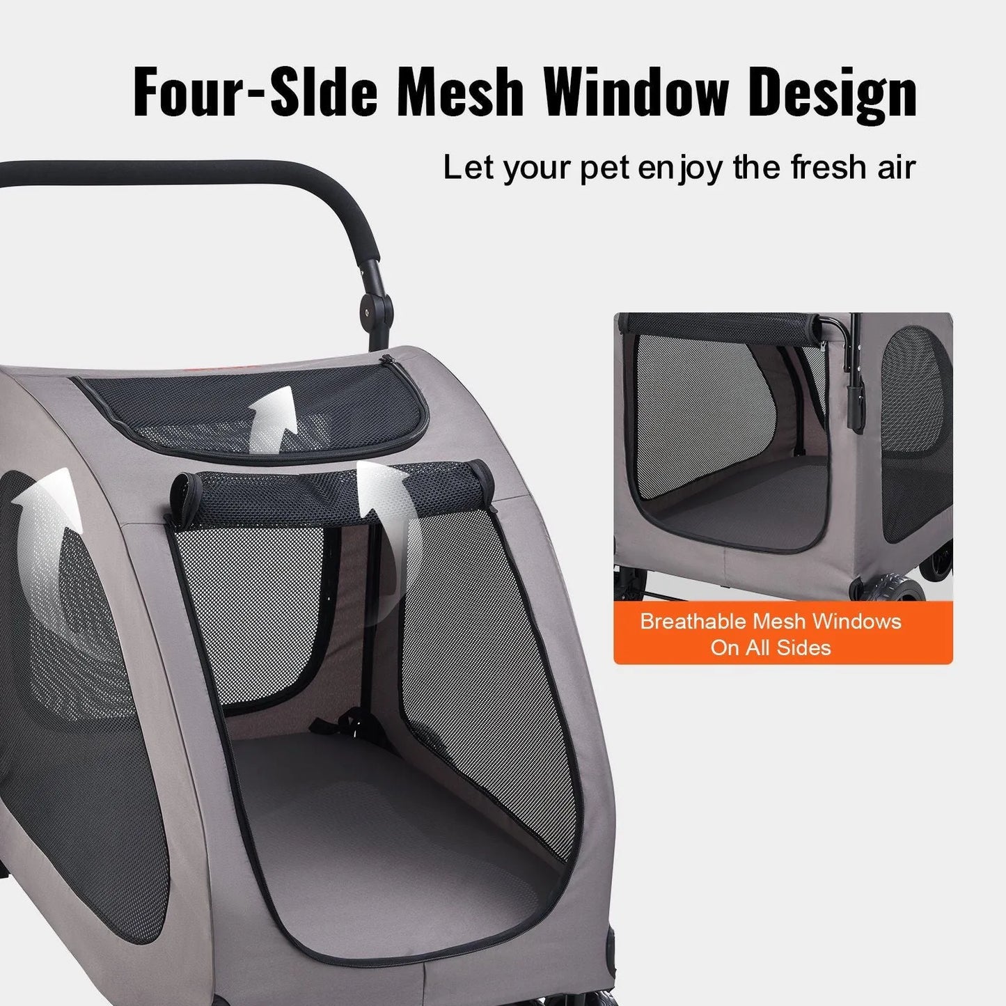 Berry Charmz 4-Wheels Dog Stroller Carrier in large size, supports up to 160lbs, perfect for pet travel and comfort.