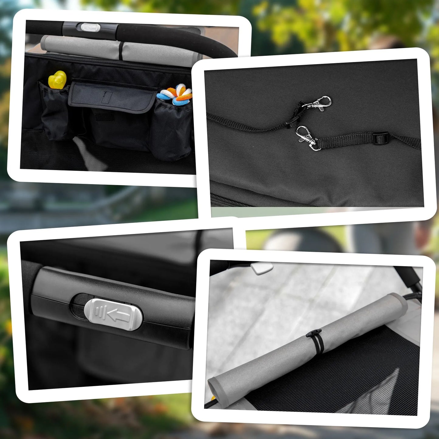 Berry Charmz Pet Stroller for dogs and cats, one-click fold, universal front wheels, shock absorber, with storage bags and...