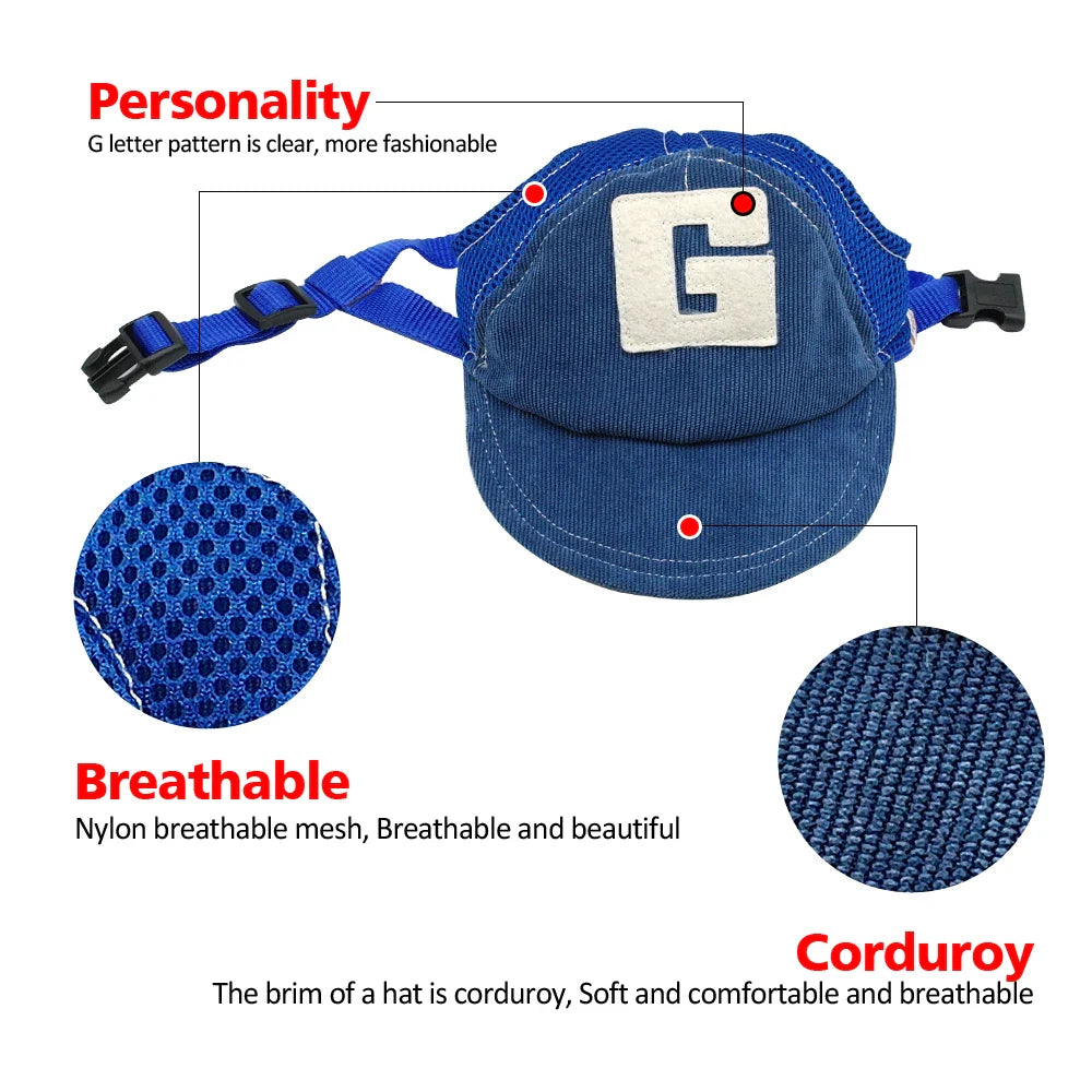 Tail Chasers Pet Summer Sun Hat for All Breeds with Breathable Mesh and Corduroy Design