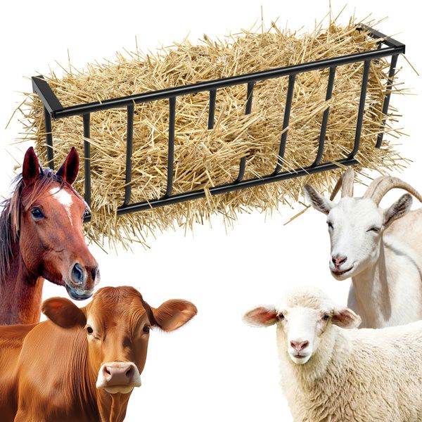 Purrfect Pet Kingdom pet travel car roof rack with metal frame holding hay for farm animal transport