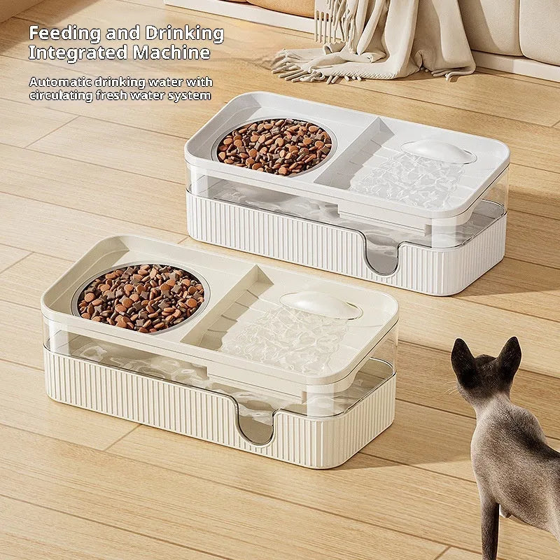 Pet Zen - Automatic Filtration And Circulation Large-capacity Cat Feeding And Drinking Water Dispenser - Pet Bowls & Feeders