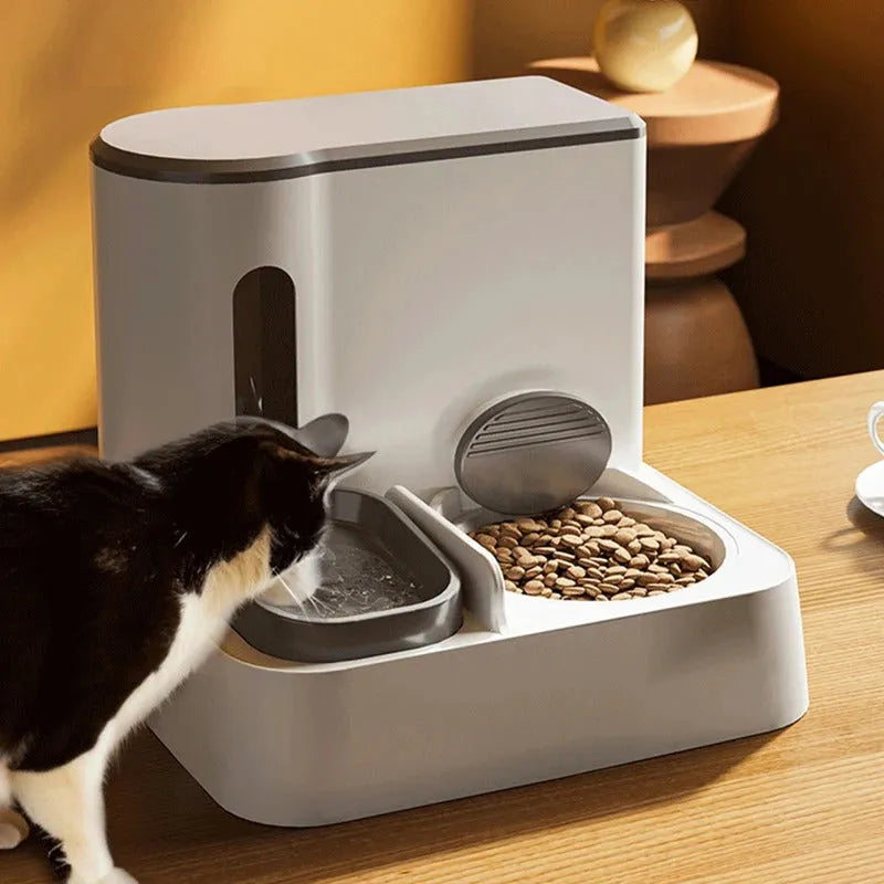 Pet Zen - Cat Automatic Pet Feeder Water Dispenser Integrated Double Bowl Drinking Pet - Pet Bowls & Feeders
