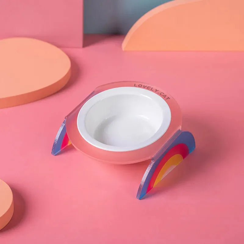 Pet Zen - Cat Bowl Ceramic Double Bowl Water Bowl Grain Bowl High Leg Pet Bowl - 0